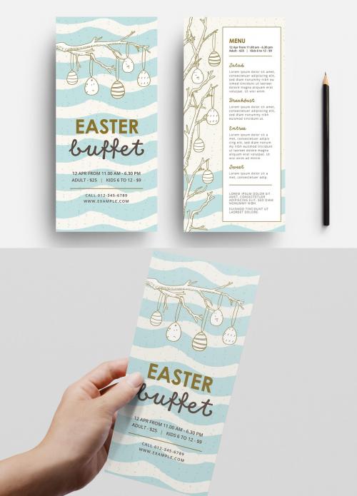 Easter DL Rack Card Layout with Wavy Background - 343588009