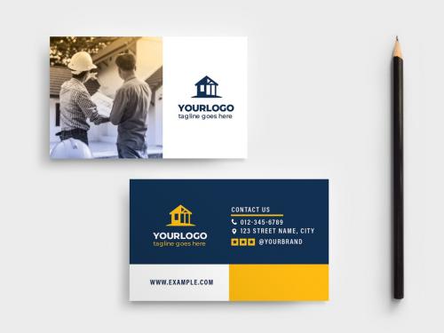 Simple Business Card Layout for Construction Professionals - 343588067