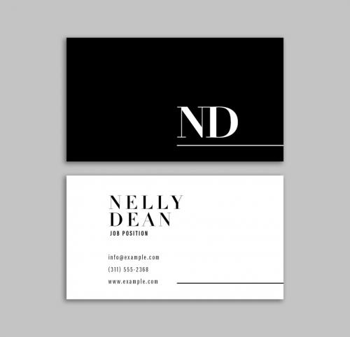 Black and White Business Card Layout - 343870024