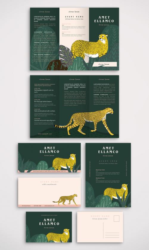 Event Stationery Layout Set with Illustrations - 343908363