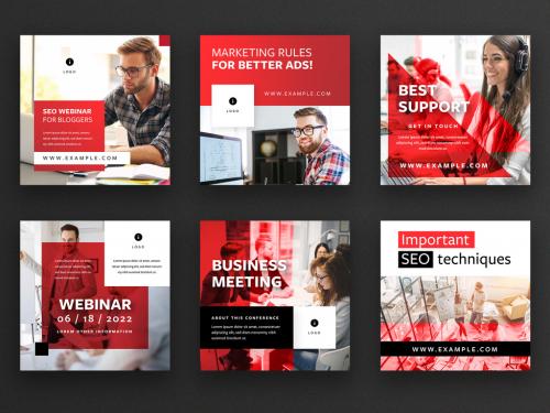 Red Social Media Post Layout Set - 343960176