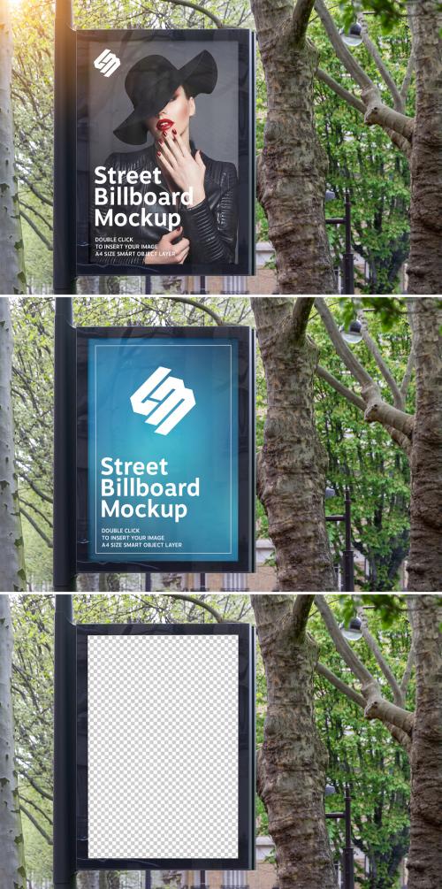 Billboard in a City with Natural Landscape Mockup - 343975957