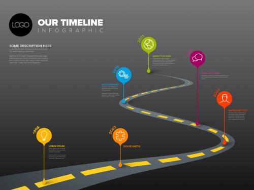 Infographic Road Timeline Layout with Pointers - 344219992