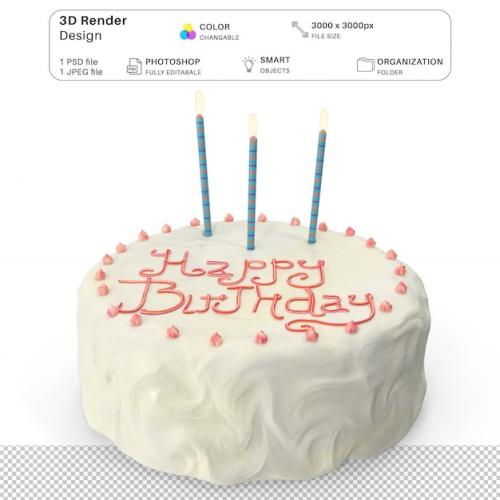 Birthday Cake 3d Modeling Psd File Realistic Happy Birthday Cake