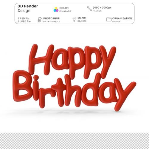 Happy Birthday Typography Mockup 3d Modeling Psd File Realistic Birthday Typography