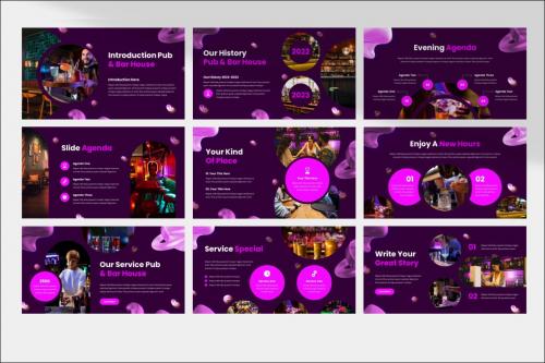 Dark Futuristic Pub & Bar PowerPoint Template