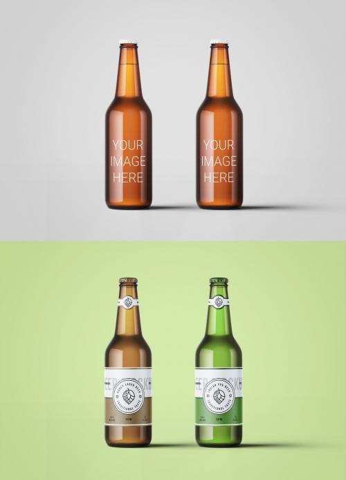 2 Beer Bottles Mockup - 344560829