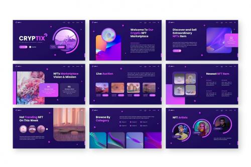 Cryptix - NFT Marketplace Powerpoint Templates