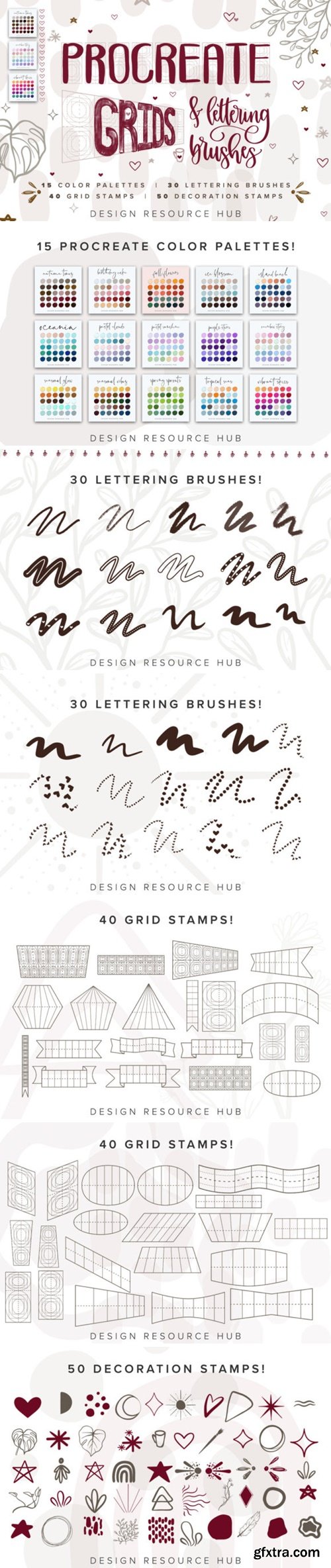 Procreate Lettering, Grid, &amp; Texture Set 25948102