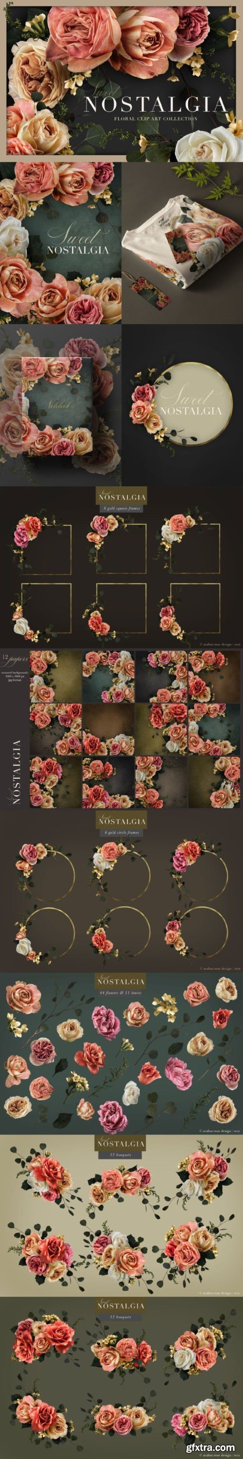 Creativemarket - Nostalgia Rose Floral Clip Art