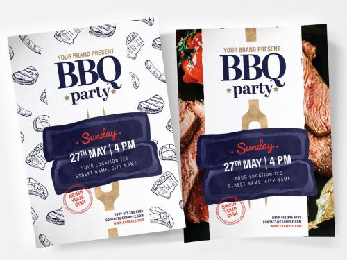 Bbq Flyer Layout for Potluck Cookouts - 344566261
