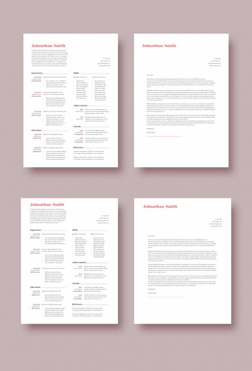 Red Accent Resume Layout - 344581549