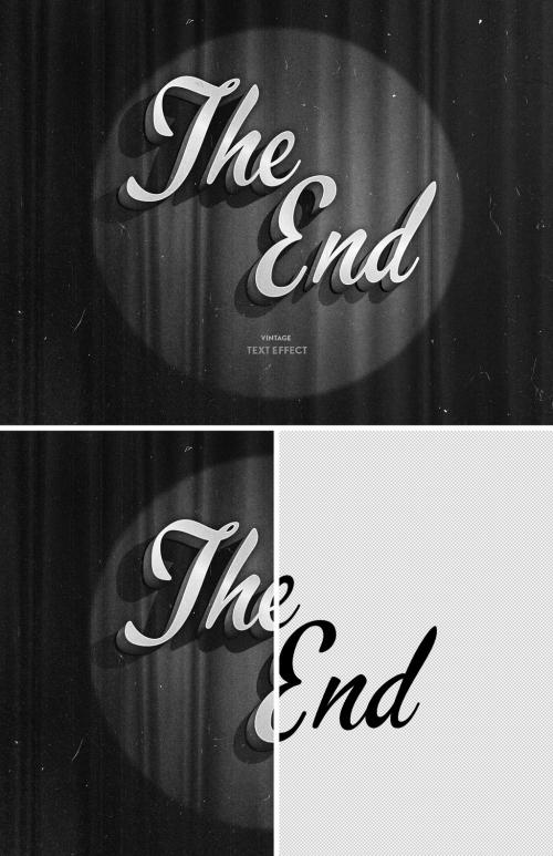 Vintage 3D Film Mono Chrome Title Text Effect Mockup - 344587960