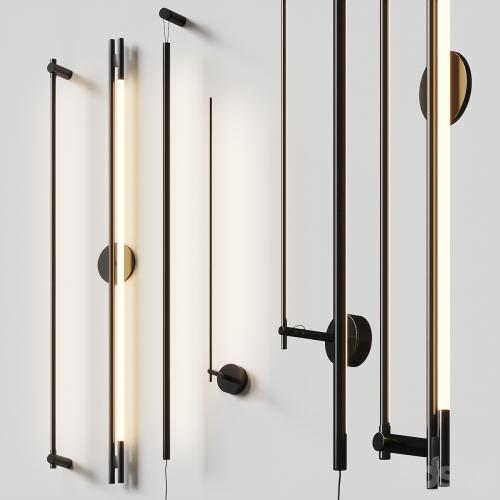 Thin black wall lamps SET