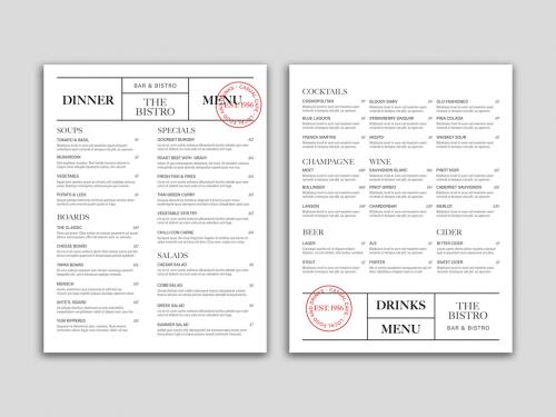 Menu Layout with a Red Stamp Detail - 344588950