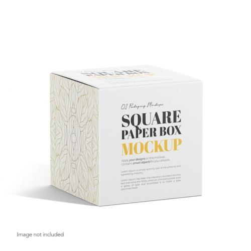 Square Paper Box Side View Psd Mockup