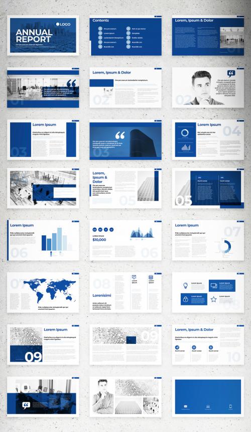 Blue and White Digital Annual Report Layout - 344655257