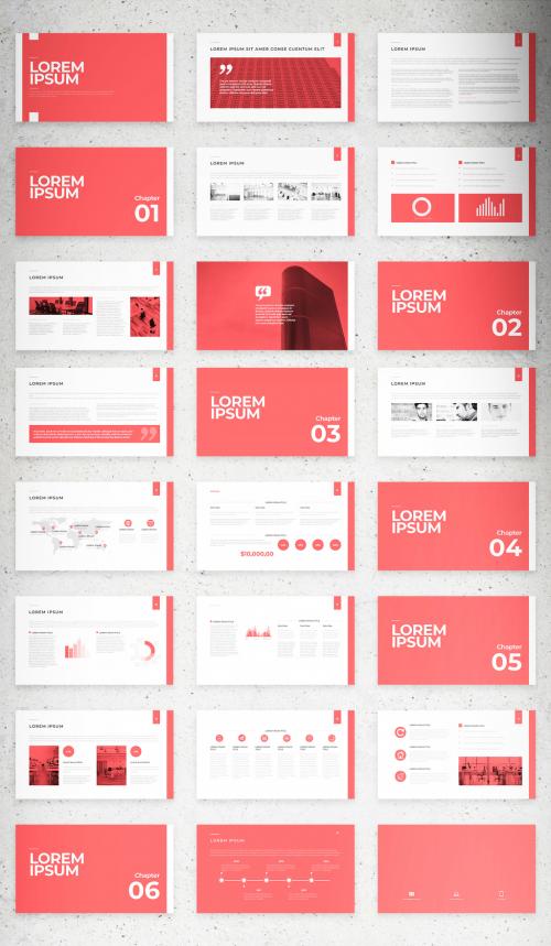 Digital Business Proposal Layout with Red Accents - 344655420