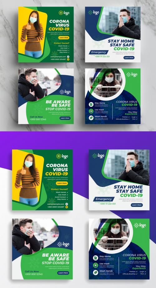 Coronavirus Preventation Social Media Layout Pack - 344929568