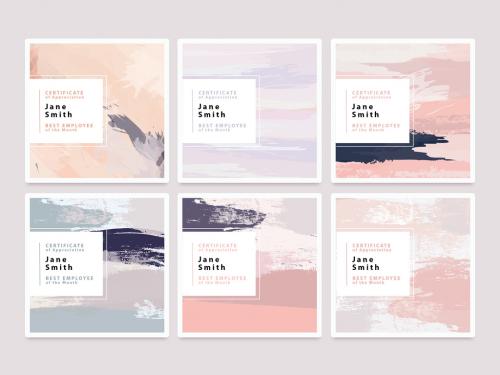 Set of Certificate Card Layouts with Textured Brush Strokes - 344940999