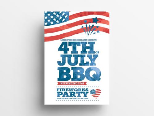 4th of July Flyer Layout with American Flag - 344949138