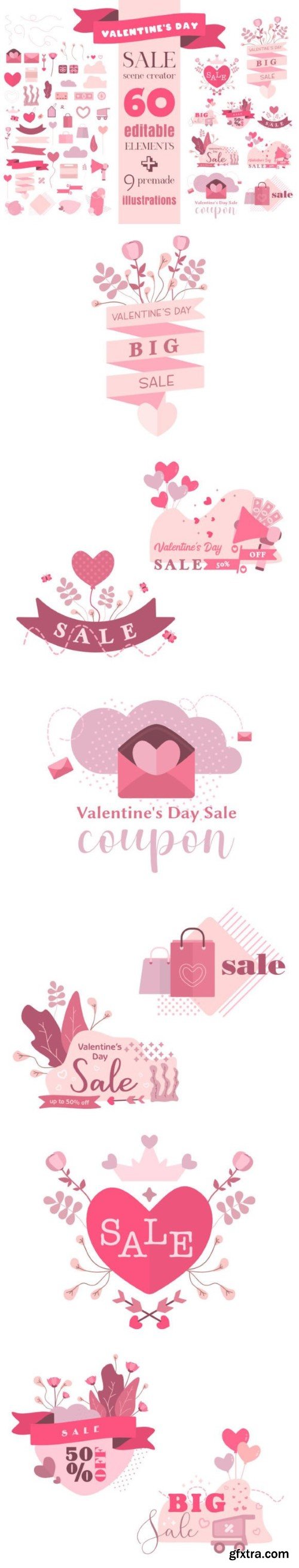 Valentines Day Sale Vector Scene Creator