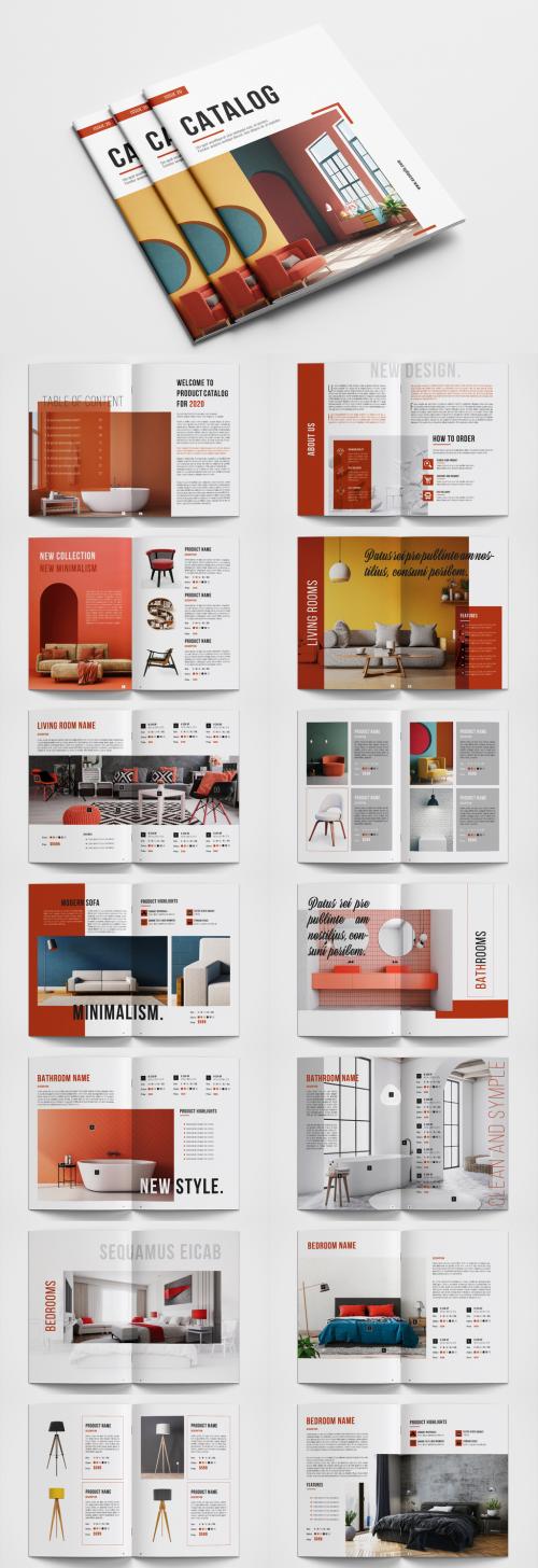 Product Catalog Layout with Red Accents - 345951650