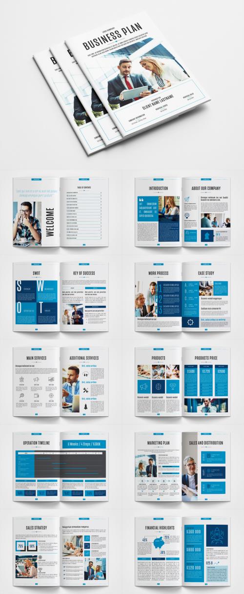 Business Plan Layout with Blue Accents - 345953876