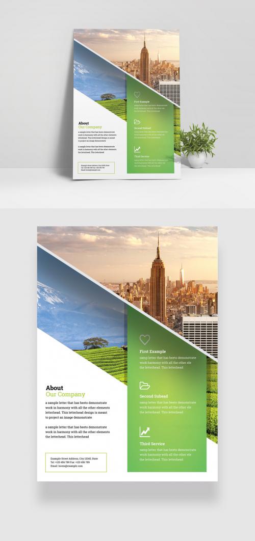 Multipurpose Business Flyer Layout with Green Accents - 346221672