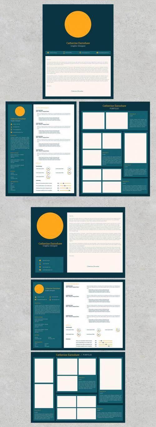 Tablet Resume Layout in Yellow and Blue Tones - 346238641