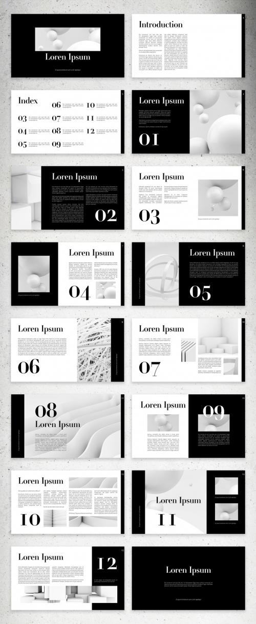 Elegant Black and White Digital Portfolio Layout - 346238671
