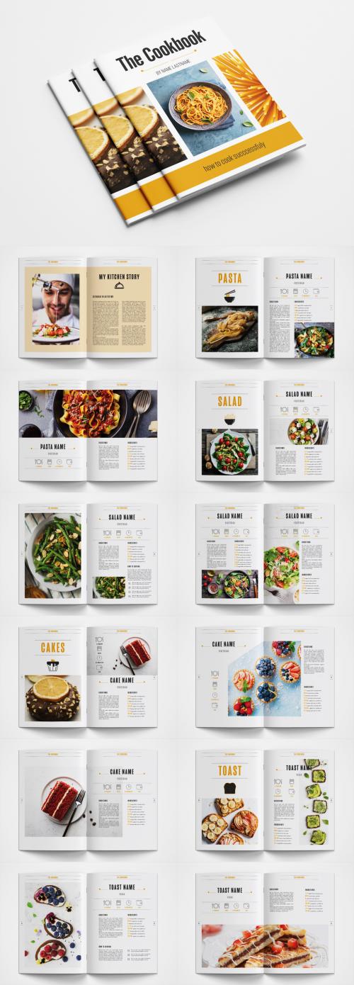 Cookbook Layout with Orange Accents - 346283431