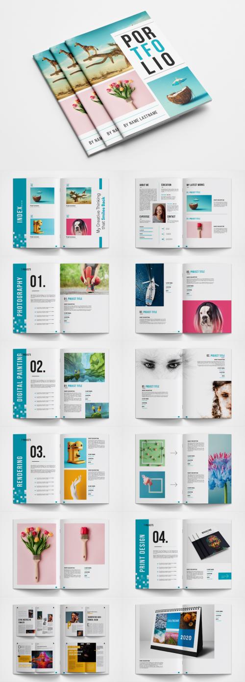 Portfolio Layout with Teal Accents - 346283769