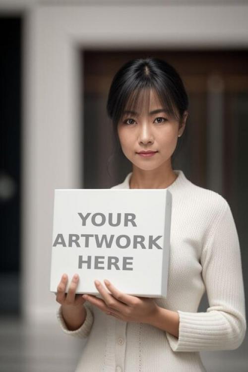 A Women Holding White Canvas Canvas Mockup