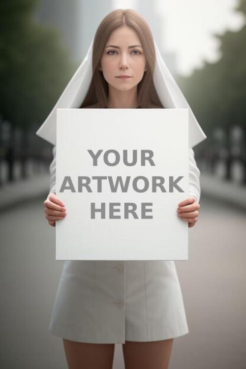 A Women Holding White Canvas Canvas Mockup