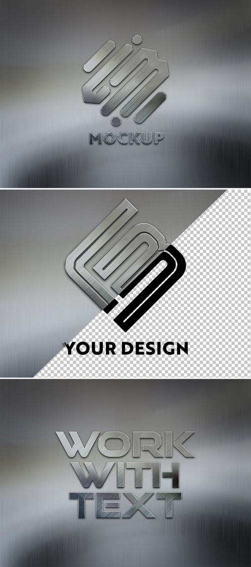 3D Logo on Brushed Metal Mockup - 346567080