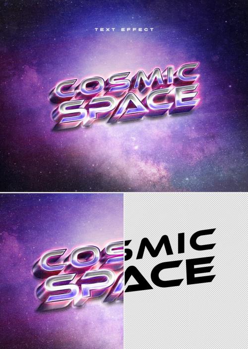 Retro 80's Chrome 3D Text Effect Mockup - 346926212