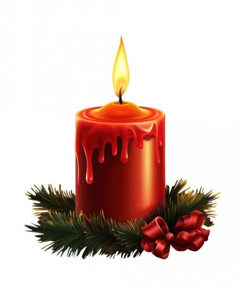 Red Christmas Candle With Ribbon And Pine Tree Leaves Ai Generative