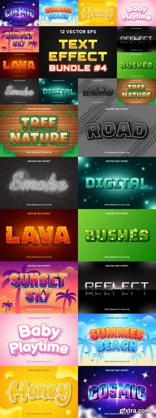 Editable Vector Text Effect Bundle 4