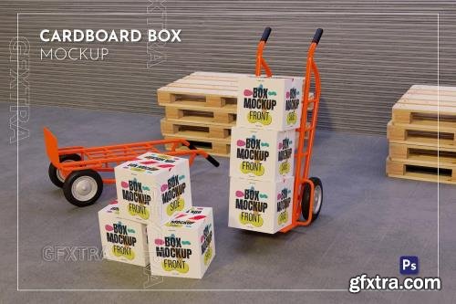 Cardboard Package Box Mockup 8FTMBRK