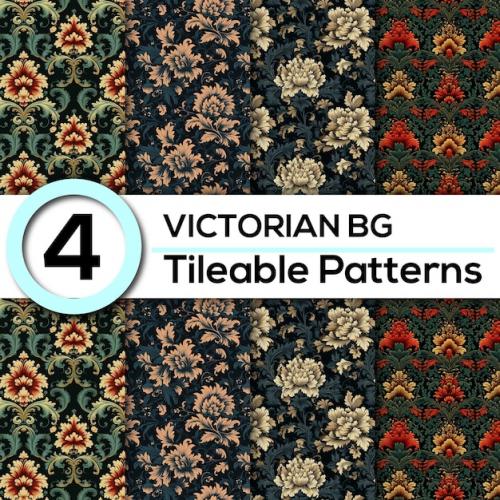 4 Elegant Victorian Patterns Seamless Ornate Amp Rich Floral Designs For Backgrounds