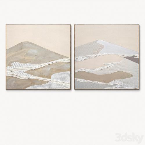 Plaster two square photo frames T-117