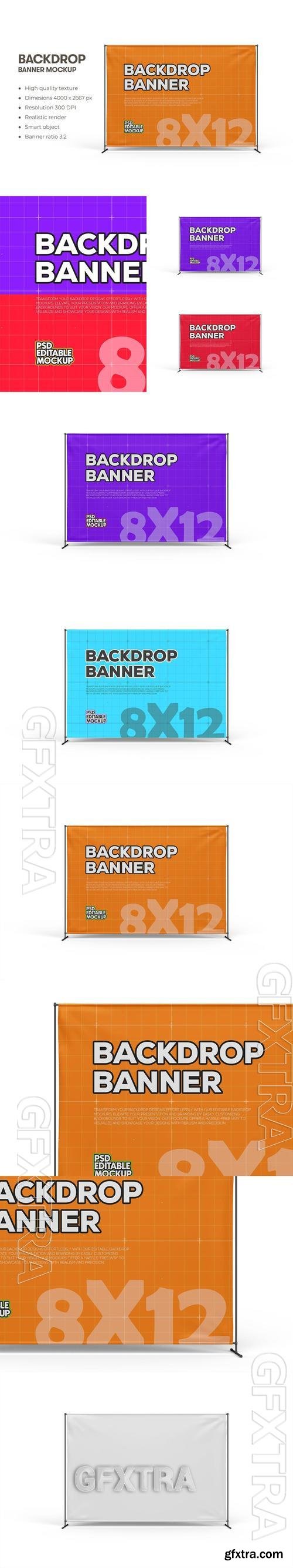 Vinyl Exhibition Backdrop Banner Mockup 3:2 Ratio 4BDMXUY