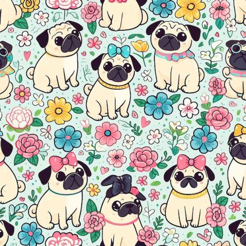 Valentine Day Dogs Seamless Pattern