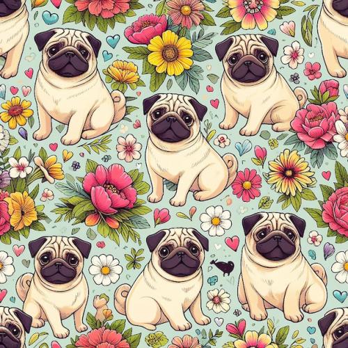 Valentine Day Dogs Seamless Pattern