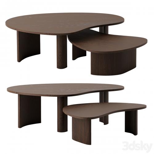 Mahogany Boomerang coffee tables by Ethnicraft