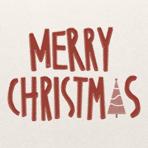 Merry Christmas Greetings Red Color With Christmas Tree Illustration