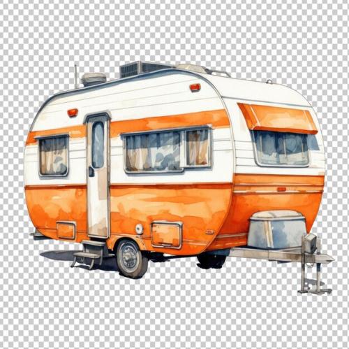 Hiking Watercolor Caravan Isolated On Transparent Background Png