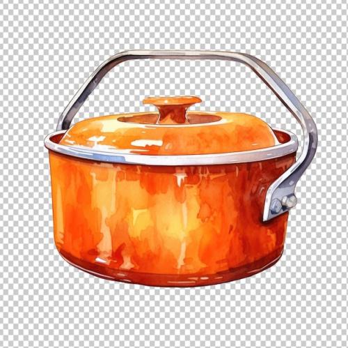 Hiking Cooking Pot For Camp Watercolor Isolated On Transparent Background Png