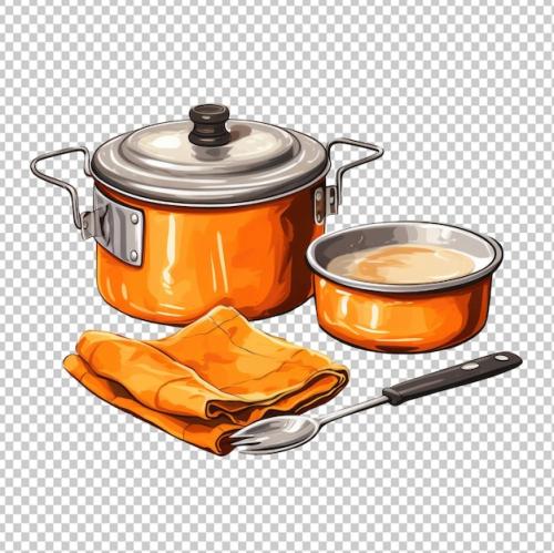 Hiking Cooking Pot Set Watercolor Isolated On Transparent Background Png